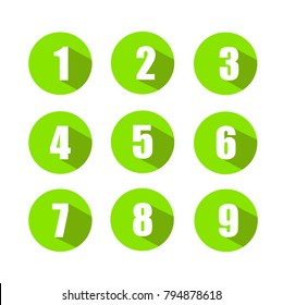 Illustration of nine colorful numbers icons on white background