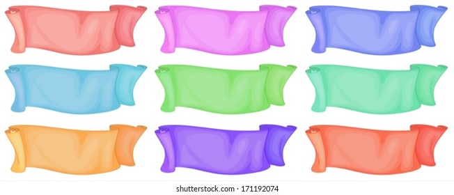 Illustration of the nine empty banners on a white background