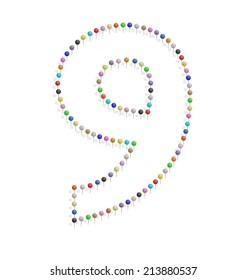 illustration of nine number created with pushpin 