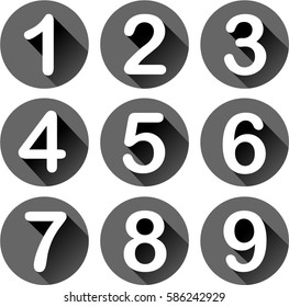 Illustration of nine numbers icons on white background