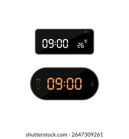 ilustração de às nove horas sinal e símbolo de ícone de relógio digital. ícone colorido para design de site