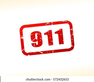 Illustration of nine one one red text stamp