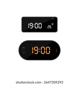 ilustração de às dezenove horas símbolo e sinal de ícone de relógio digital. ícone colorido para design de site