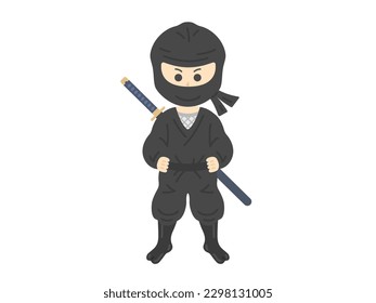 Ilustración de un ninja llevando una espada.