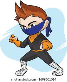 ilustración de ninja con pose fría