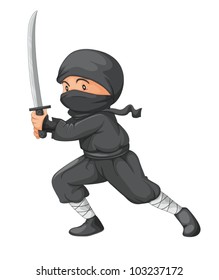 Ilustración de un ninja con espada