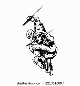 Illustration of ninja vector art