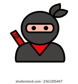 An illustration of a ninja but with a very funny picture that can be used for a symbol logo or something else