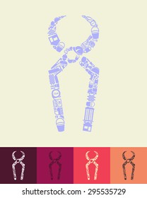 illustration of the nippers with icons composition