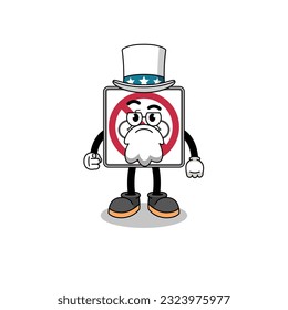 Illustration of no bicycles road sign cartoon with i want you gesture , character design