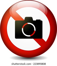Illustration of no camera round sign on white background