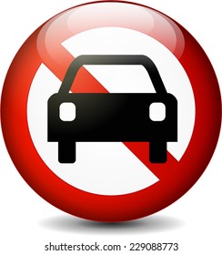 illustration of no cars round sign on white background