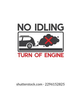 illustration of no idling, no idling sign, vector art.