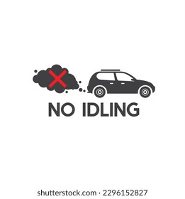 illustration of no idling, no idling sign, vector art.