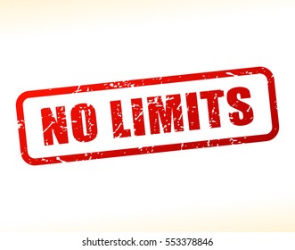 Illustration of no limits text buffered on white background