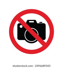 Illustration of a no photography icon on a white background