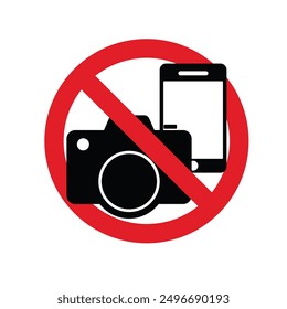 Illustration of a no photography icon on a white background