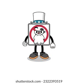 Illustration of no right turn road sign cartoon with i want you gesture , character design