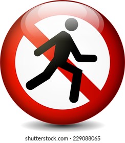 illustration of no run round sign on white background