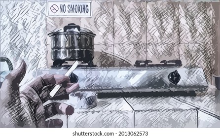 illustration of no smoking area, but still violated 