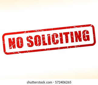 Illustration of no soliciting red text stamp