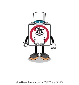 Illustration of no thru movement road sign cartoon with i want you gesture , character design