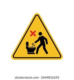illustration of no tissue in the toilet in a triangle. no littering in the toilet. prohibition signs