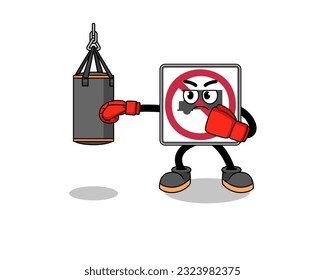 Illustration of no trucks road sign boxer , character design