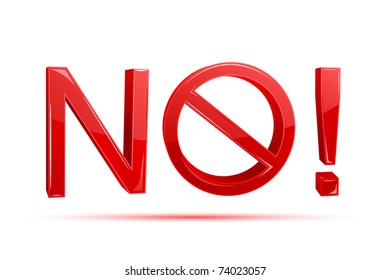 illustration of no written with forbidden sign on white background