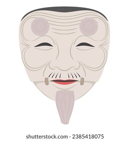 Illustration of Noh mask Noh mask, Noh mask, Ou (old man) Color, no line