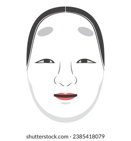 Illustration of Noh mask, a traditional Japanese performing art Noh mask, small mask, color, no line