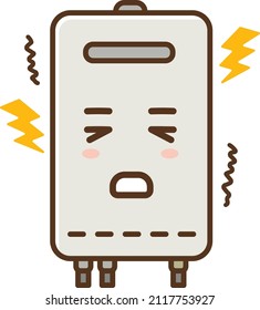 Illustration of a noisy water heater (anthropomorphic)