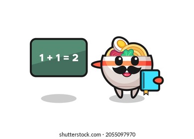 Illustration of noodle bowl character as a teacher , cute style design for t shirt, sticker, logo element