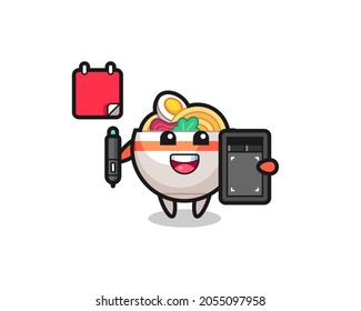Illustration of noodle bowl mascot as a graphic designer , cute style design for t shirt, sticker, logo element