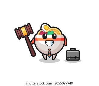 Illustration of noodle bowl mascot as a lawyer , cute style design for t shirt, sticker, logo element