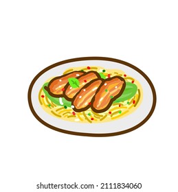 Illustration Noodle on white background.