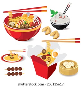 illustration noodle on white,food china vector