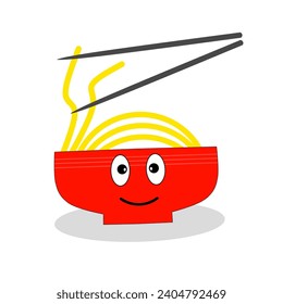 illustration of noodles in a bowl on a white background