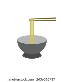 Illustration of noodles picked up using chopsticks