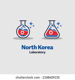Illustration of the North Korean flag in a chemical test tube