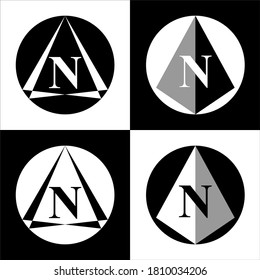 Illustration of North map direction sign and symbol. Set of 4 vector designs in Eps 8.