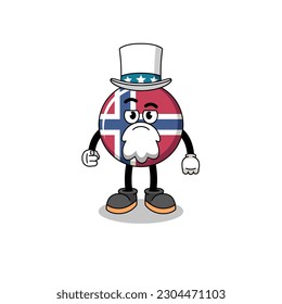 Illustration of norway flag cartoon with i want you gesture , character design