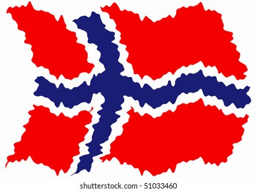 Illustration of Norway flag waving in the wind, vector