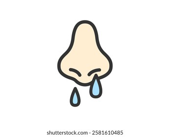 Illustration of a nose icon (color line drawing) with a runny nose.