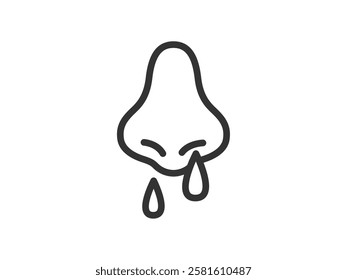 Illustration of a nose icon (line drawing) with a runny nose.