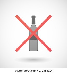 Illustration of a not allowed icon with a bottle of wine