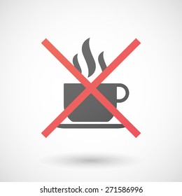 Illustration of a not allowed icon with a cup pf coffee