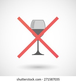 Illustration of a not allowed icon with a cup of wine