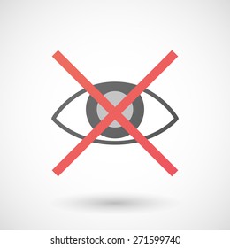 Illustration of a not allowed icon with an eye