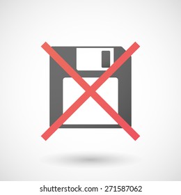 Illustration of a not allowed icon with a floppy
